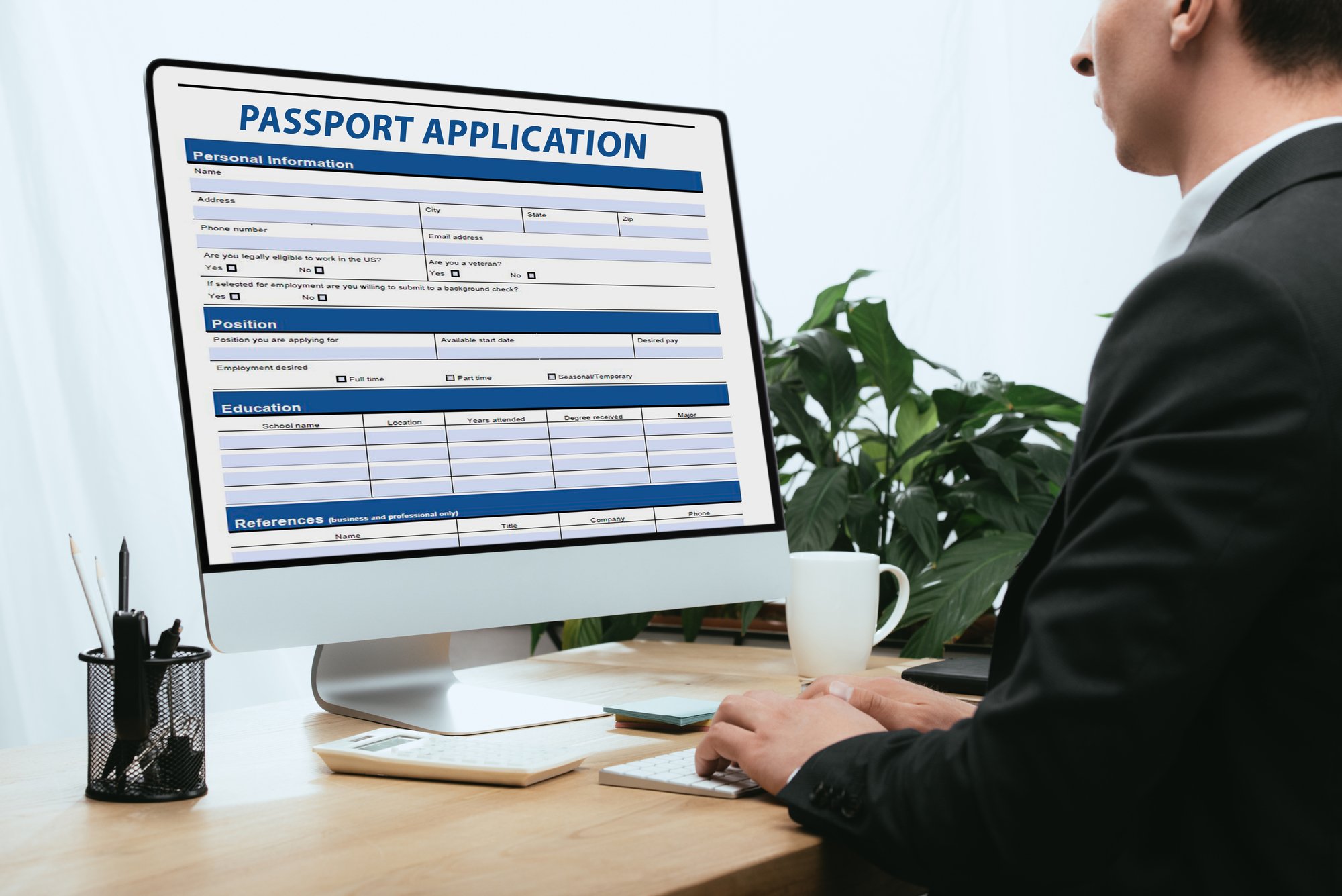 Регистратор заявок. Passport on the Desk. Document for Employment. Passport on Table. Document for Employee.
